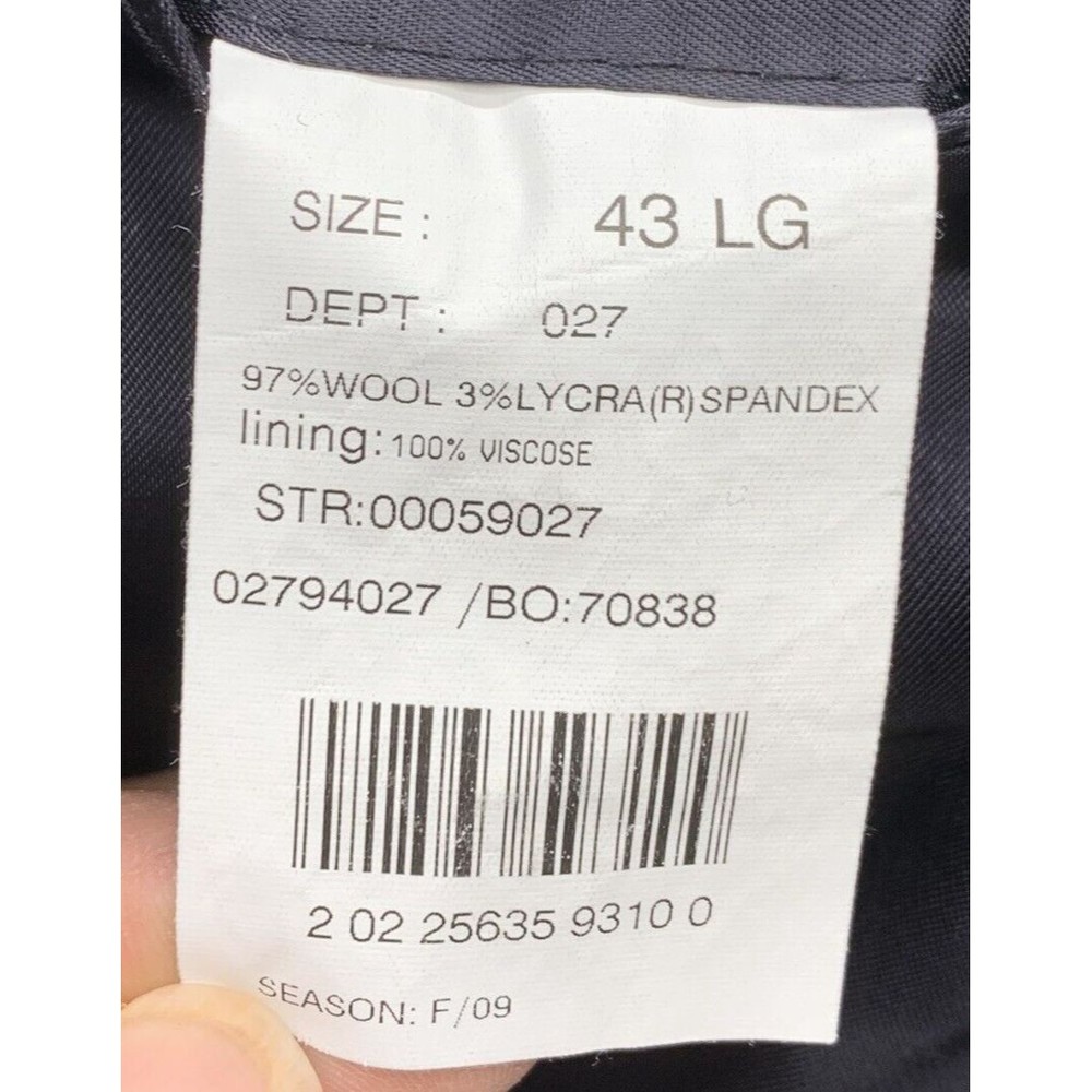 346 Brooks Brothers Sports Coat Blazer Mens Size 43 L Blue 2009 Two Button Front - Picture 10 of 16